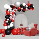 Red And Black Balloon Garland Kit, 120Pcs Red Black White Silver Balloons And Confetti Ba