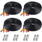 Bnc Cable, 200Ft 4Pack All-In-One Siamese Video And Power Security Camera Wire Cord With