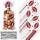 100 Pieces Football Cellophane Bags Heat Sealable Treat Football Candy Bags Football Part