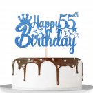 Blue Glitter Happy 55Th Birthday Cake Topper For Cheers To 55 Years/Queen Men'S Birthday
