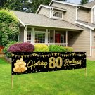 Happy 80Th Birthday Banner Decorations For Women Men, Black Gold 80 Birthday Sign Party S