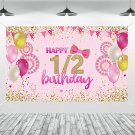 1/2 Birthday Banner Backdrop - 6 Month 71"" X 43"" Happy Birthday Yard Sign Backgroud 1/2 Y