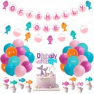 Ofishally One 1St Birthday Decorations For Girls Pink - Banner Cake Toppers Balloons For