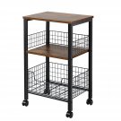 End Table, 3-Tier Side Table With Storage Basket, Industrial Style Side End Table For Liv