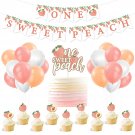 Peach Birthday Party Decorations One Sweet Peach Banner Peach Cake Topper Cupcake Toppers