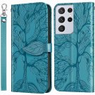 Wallet Case For Samsung Galaxy S21 Ultra, Embossed Tree Premium Pu Leather [Folio Flip][K