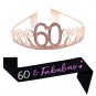 60Th Birthday Pink Tiara And Sash Glitter Satin Sash And Crystal Rhinestone Tiara Crown F