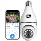 1080P Light Bulb Camera, Wireless 2.4Ghz Wifi Home Security Camera, 360