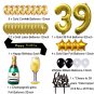 Gold 39Th Birthday Decorations Kit, Cheers To 39 Years Banner Balloons 39Th Cake Topper B