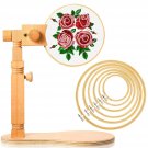Adjustable Embroidery Hoop Stand Wood Stitch Hoop Holder Upgraded Embroidery Stand With 6