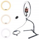 Tabletop Ring Light With Flexible Arm Stand And Phone Holder, 12 Inches Dimmable Led Ring