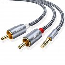 Rca Cable, [10Ft/3M, Dual Shielded Gold-Plated] 3.5Mm Male To 2Rca Male Stereo Audio Adap