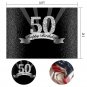 Silver And Black 50Th Birthday Photography Backdrop 10X7Ft Adult Golden Glitter Diamonds