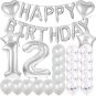Sweet 12Th Birthday Decorations Party Supplies,Silver Number 12 Balloons,12Th Foil Mylar 