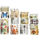 Vintage Washi Tape Set - 18 Rolls Wide Aesthetic Forest Masking Tape With Butterfly, Inse
