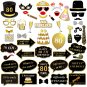 80Th Birthday Photo Booth Props(48Count), Funny 80 Party Photo Props Kit Black Gold Decor