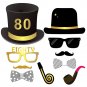 80Th Birthday Photo Booth Props(48Count), Funny 80 Party Photo Props Kit Black Gold Decor