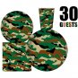 Serves 30 | Complete Party Pack | Camouflage Party Supplies | 9"" Dinner Paper Plates | 7""