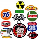 11 Pcs Race Team Patch, Auto Racing Patches Set - Motor Patches Checkered Flag Chequered 