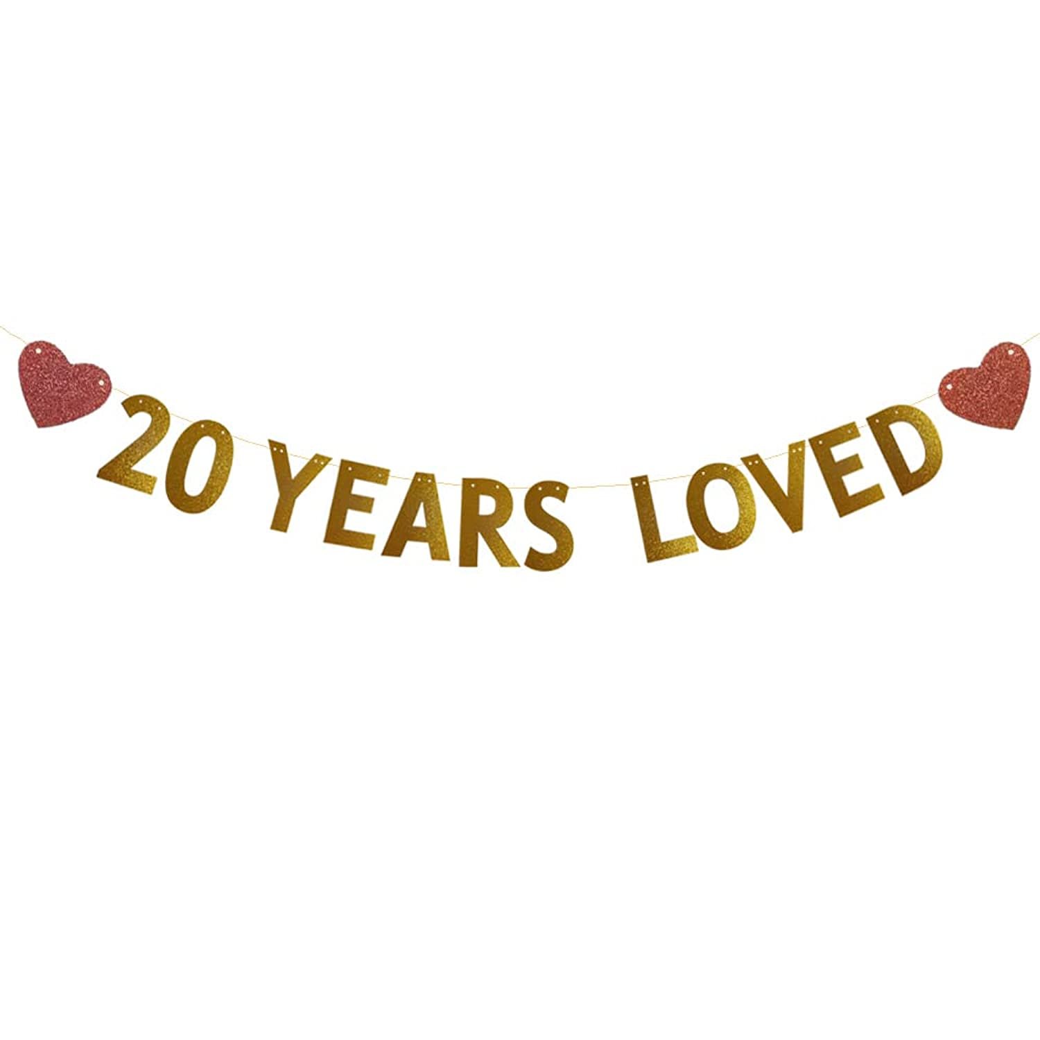 20 Years Loved Banner For 20Th Birthday /Wedding Anniversary Party Decorations Supplies, 