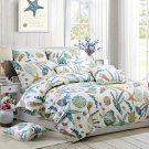 Duvet Cover Set Queen Beach Themed Bedding Sets 100% Cotton Super Soft Coastal Bedding Wh