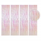 Iridescent Transparent White Foil Fringe Curtain, Metallic Photo Booth Tinsel Backdrop Do