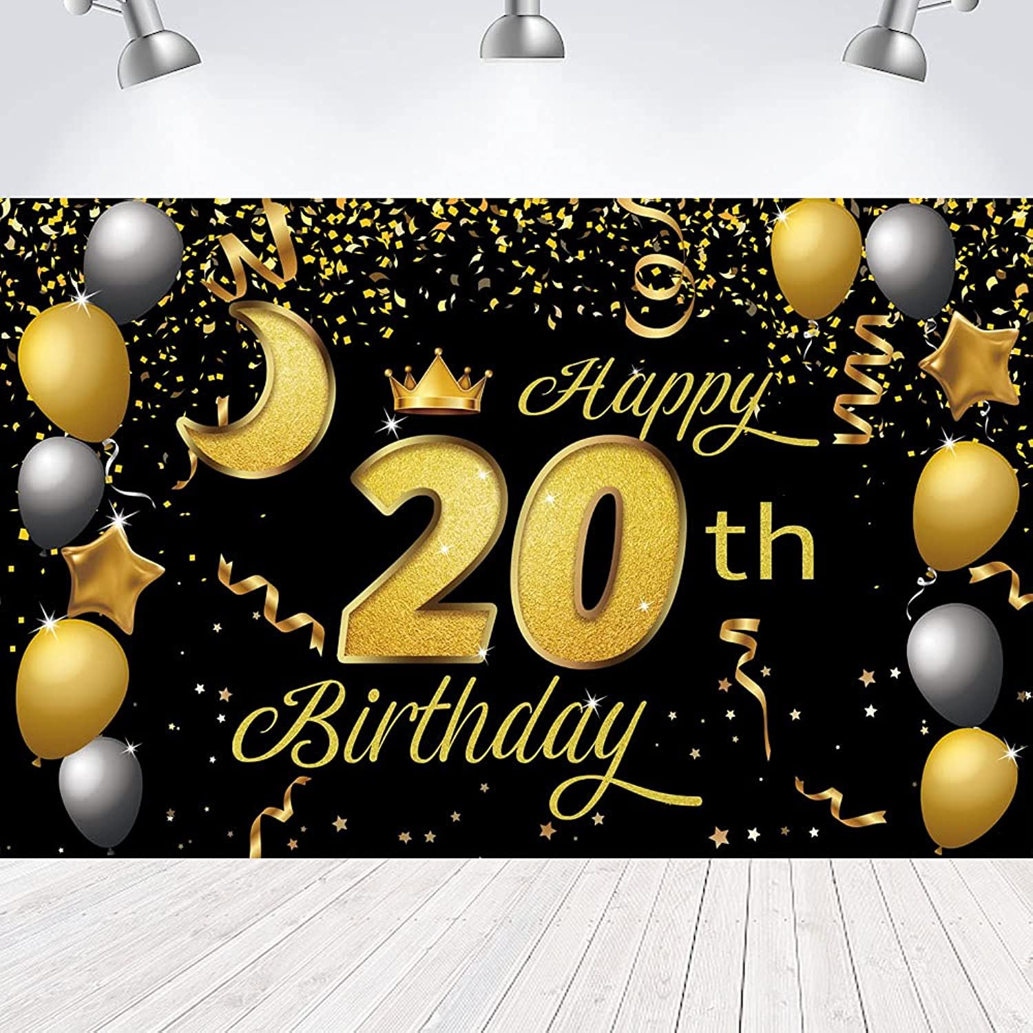 Sweet Happy 20Th Birthday Backdrop Banner Poster 20 Birthday Party Decorations 20Th Birth