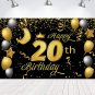 Sweet Happy 20Th Birthday Backdrop Banner Poster 20 Birthday Party Decorations 20Th Birth