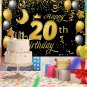 Sweet Happy 20Th Birthday Backdrop Banner Poster 20 Birthday Party Decorations 20Th Birth