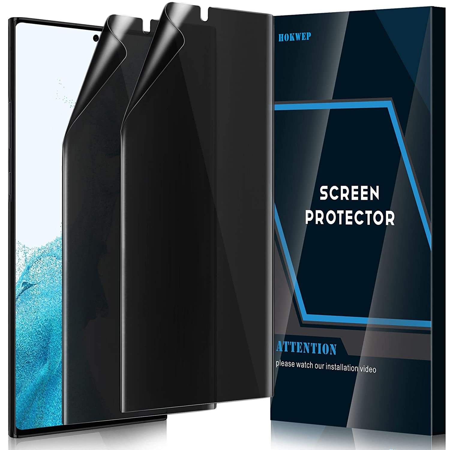 [2 Pack] S22 Ultra Privacy Screen Protector Compatible With Samsung S22