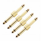 4 Pack Pedal Coupler 1/4 Inch 6.35Mm 1/4 Male To Male Coupler Jack Plug Adapter Straight