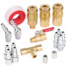 Hromee 18 Pieces Air Coupler and Plug Kit, 1/4-Inch NPT Air Hose Fittings and Compressor 