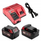 2-Pack 6.0Ah 18V Battery Replacement For Milwaukee M18 Battery And Charger Compatible Wit