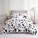 3 Pieces Luxury Shaggy Faux Fur Black White Cow Print Duvet Cover,Soft Fluffy Fuzzy Comfo