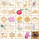 Flower Stencil,24 Pieces Birds Sunflower Floral Stencils Kit For Painting On Wood Canvas,