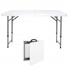 4 Foot Folding Table 4Ft Adjustable Height Plastic Foldable Table, Portable Picnic Table 