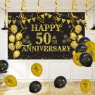 50Th Wedding Anniversary Decorations, Large Happy 50Th Anniversary Banner Backdrop 70 X 4