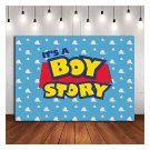 Cartoon Blue Sky White Clouds Toy Boy Story Theme Photography Backdrops 7X5Ft Children Bo