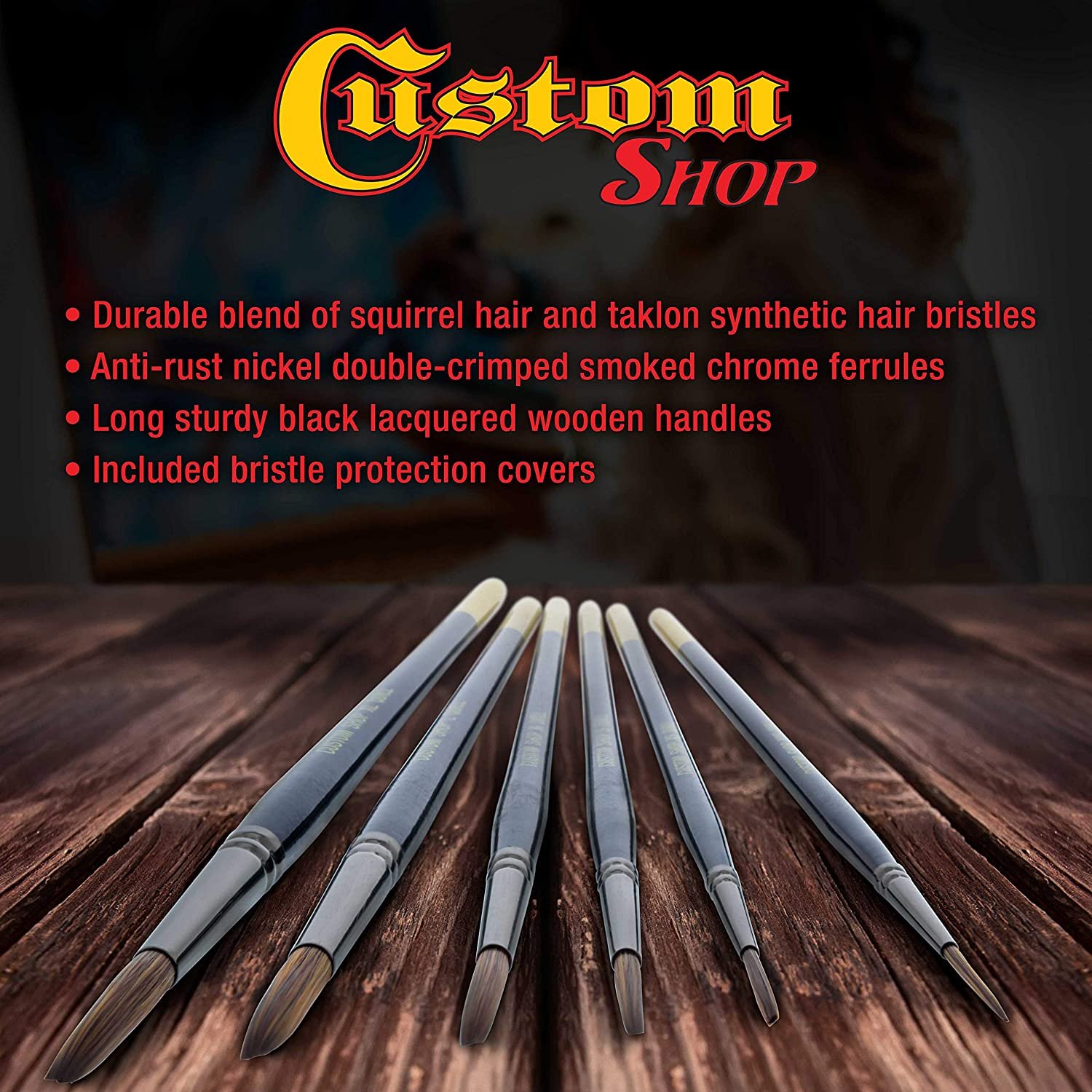 Set Of 6 Lettering Quill Brushes For Sign Painting, Sizes Xl, Lg, Med