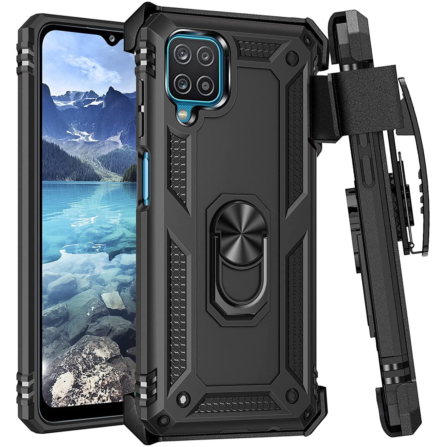 For Samsung Galaxy A12 Case With Belt Clip Holster Military Grade Heavy Duty Phone Case