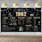 Large 60Th Birthday Decorations Back In 1962 Banner Backdrop For Men Women, Happy 60 Birt