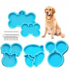 5 Pieces Dog Bone Shaped Tag Molds For Resin,Cat Tag Keychain Silicone Resin Molds With 1