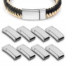 8 Pieces 10X3 Mm Flat Leather Magnetic Clasps Bracelet Jewelry Making Magnetic Clasps Sil