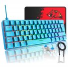 Blue 60% True Mechanical Gaming Keyboard 20 Rgb Chroma Backlit Glowing Characters Type C