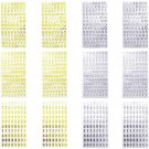 12 Sheets Mini Glitter Letter Gift Self Adhesive Alphabet And Number Stickers, For Scrapb