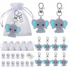 40 Sets Baby Shower Return Favor Including Elephant Keychain, Organza Bag And Thank You P