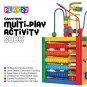 Wooden Activity Cube For Baby - 6 In-1 Baby Activity Play Cube With Bead Maze, Shape Sort