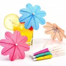 140 Pieces Flowers Umbrellas Cocktail Umbrella Picks Drink Parasol Paper Cupcake Toppers