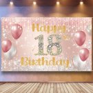 18Th Birthday Decorations Backdrop Banner, Pink Rose Gold Happy 18Th Birthday Decorations