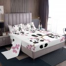 Girls Panda Fitted Sheets Full Size Cherry Blossoms Sheet Set 4 Piece Kids Boys Cute Anim